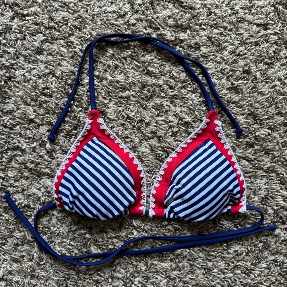 NWOT red white blue bikini top